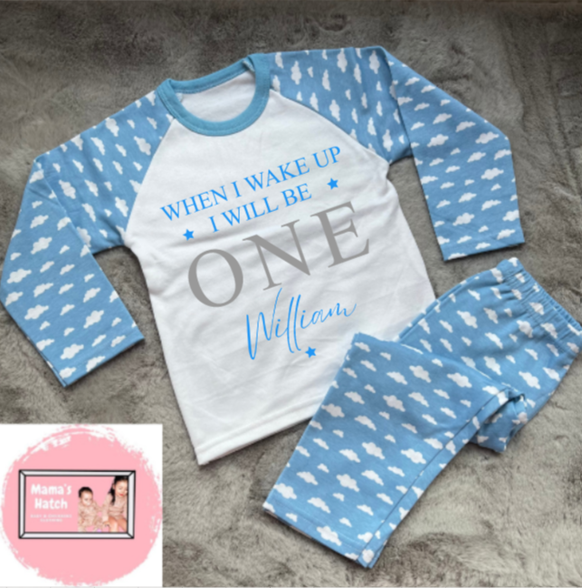 Blue Three Stars When I Wake Up I Will Be Birthday Pyjamas image 0