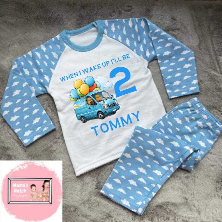 Balloon Car When I Wake Up I Will Be Blue Birthday Pyjamas image 0