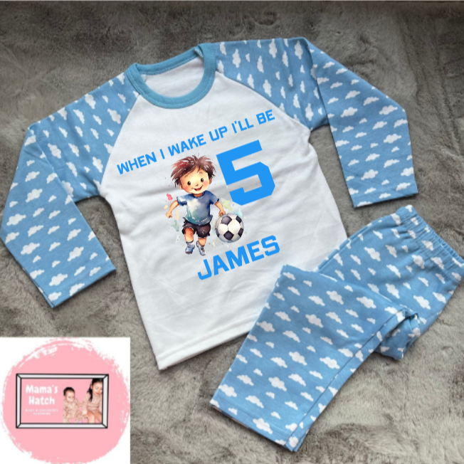 Footballer When I Wake Up I Will Be Blue Birthday Pyjamas image 0