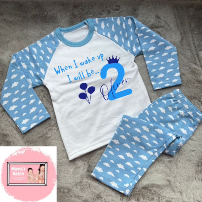 Blue Balloons When I Wake Up I Will Be Birthday Pyjamas image 0
