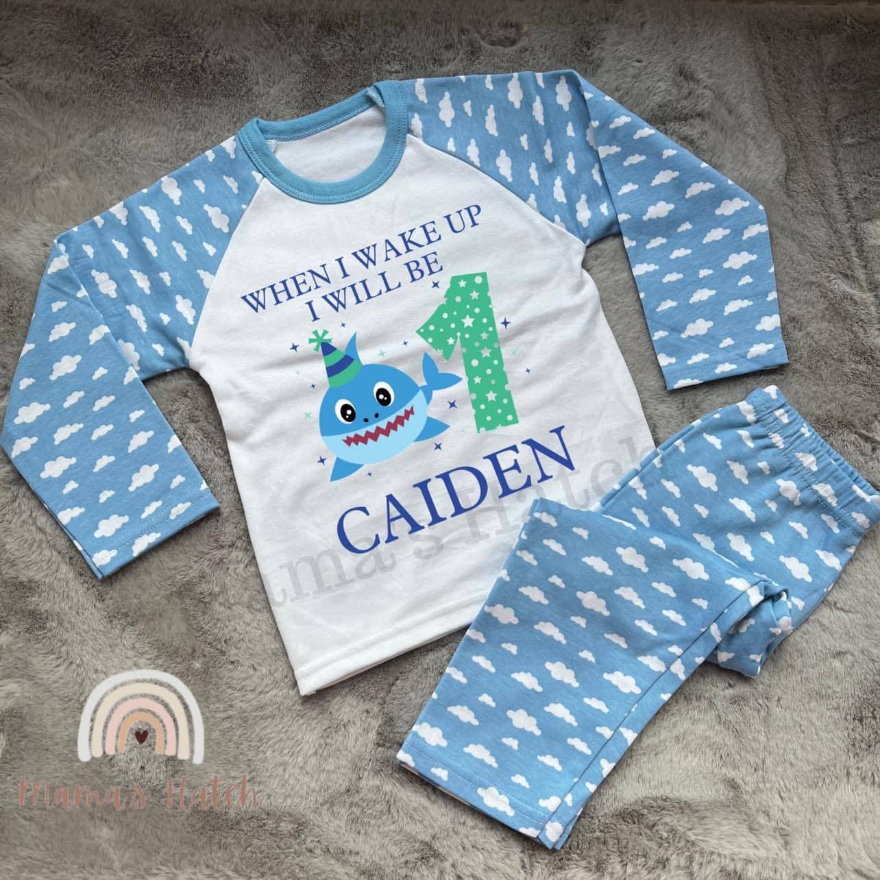 Blue Shark When I Wake Up I Will Be Birthday Pyjamas image 0