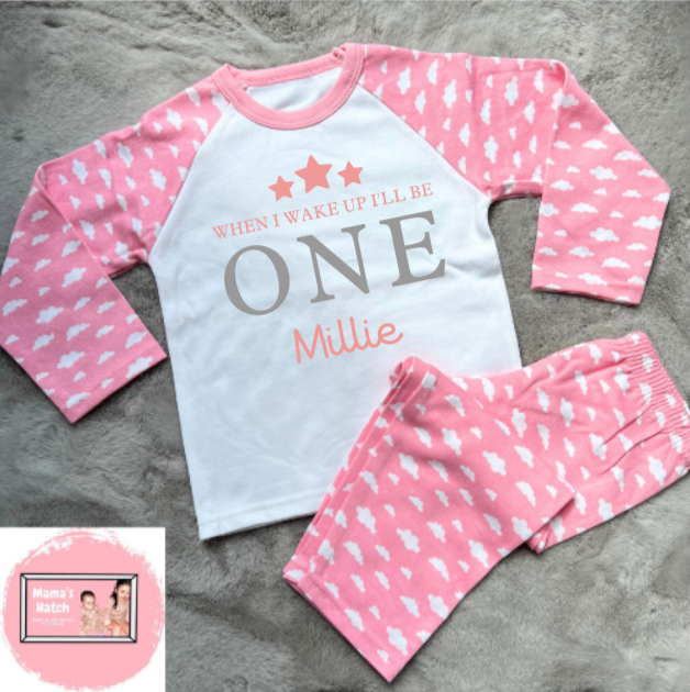 Pink Stars When I Wake Up I Will Be Birthday Pyjamas image 0