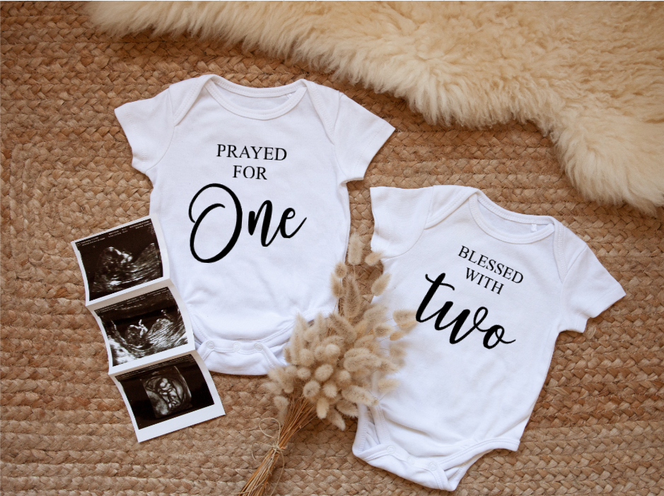 Prayed For One, Blessed With Two Twin Pregnancy Announcement Vest image 0