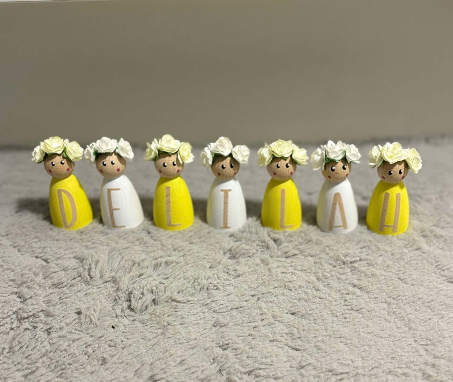 Personalised Lemon & White Peg Dolls image 0