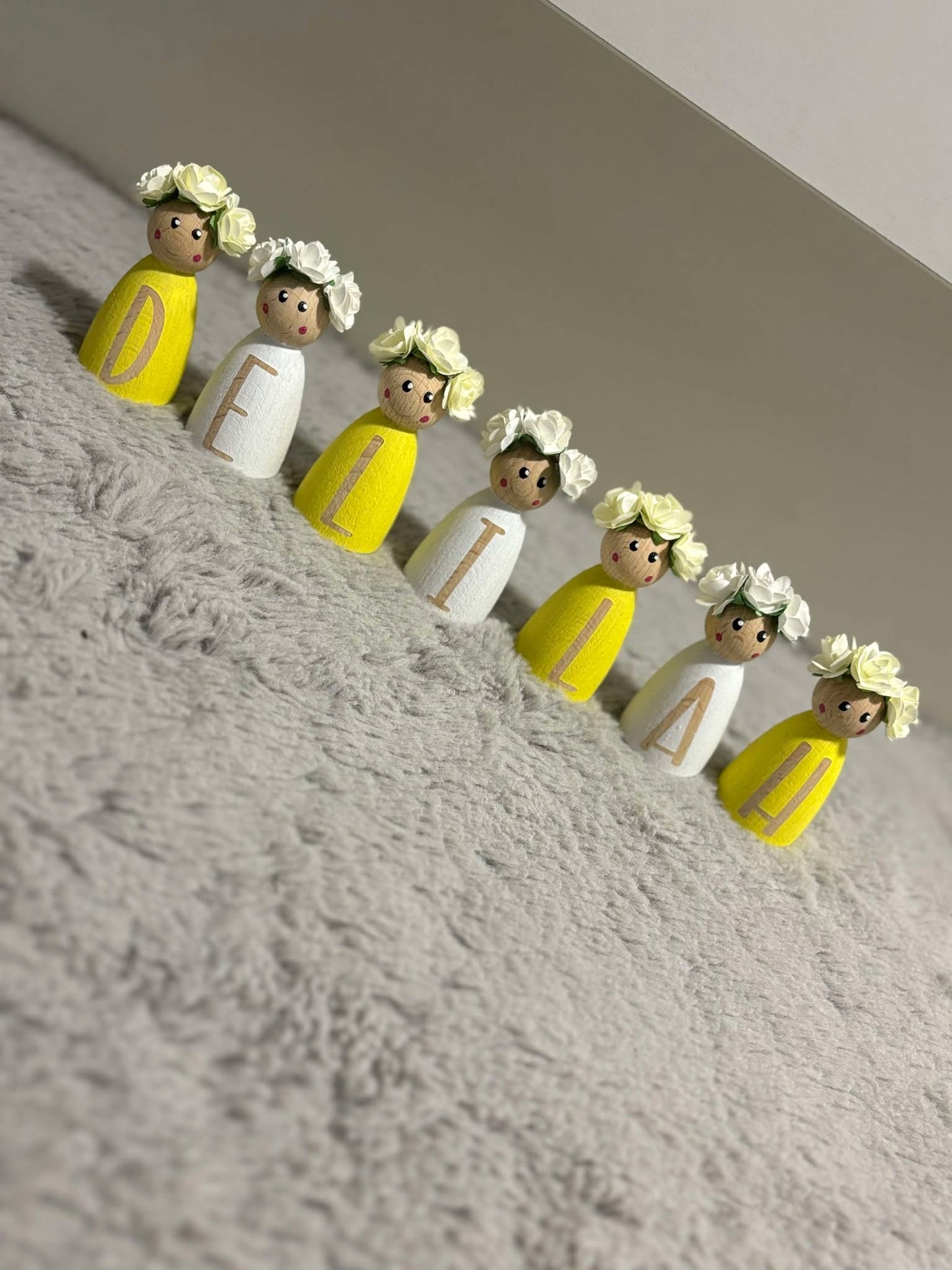 Personalised Lemon & White Peg Dolls image 2