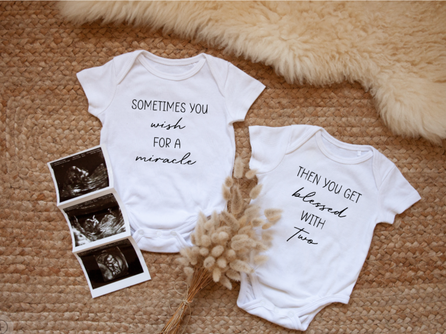Wish For A Miracle, Blessed With Two Twin Pregnancy Announcement Vest image 0