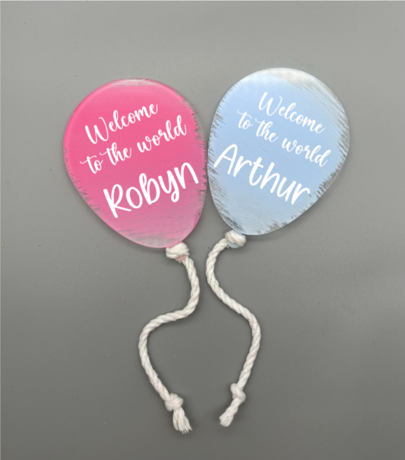 Personalised Baby Acrylic Balloon Plaque image 0