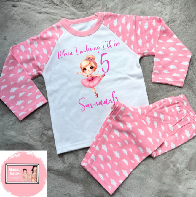 Ballerina When I Wake Up I Will Be Pink Birthday Pyjamas image 0