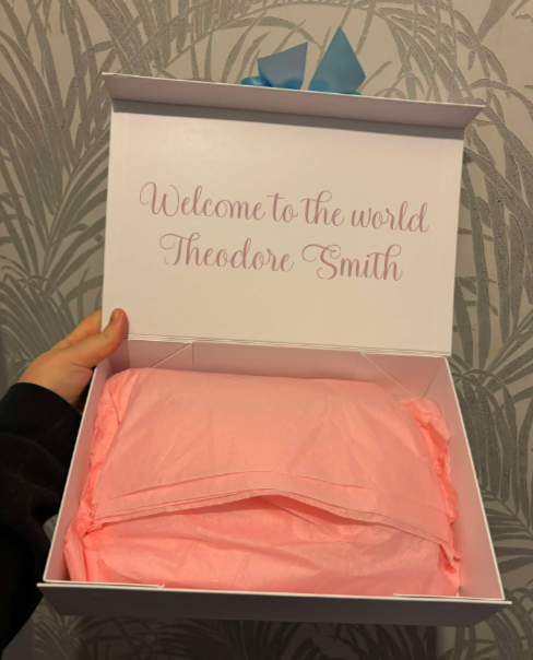 Personalised New Baby Coming Home Outfit With Blue Bows image 2