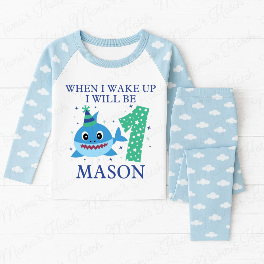 Blue Shark When I Wake Up I Will Be Birthday Pyjamas