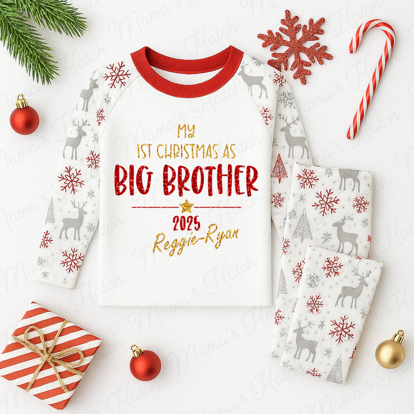 Personalised First Christmas As Big Brother Pyjamas