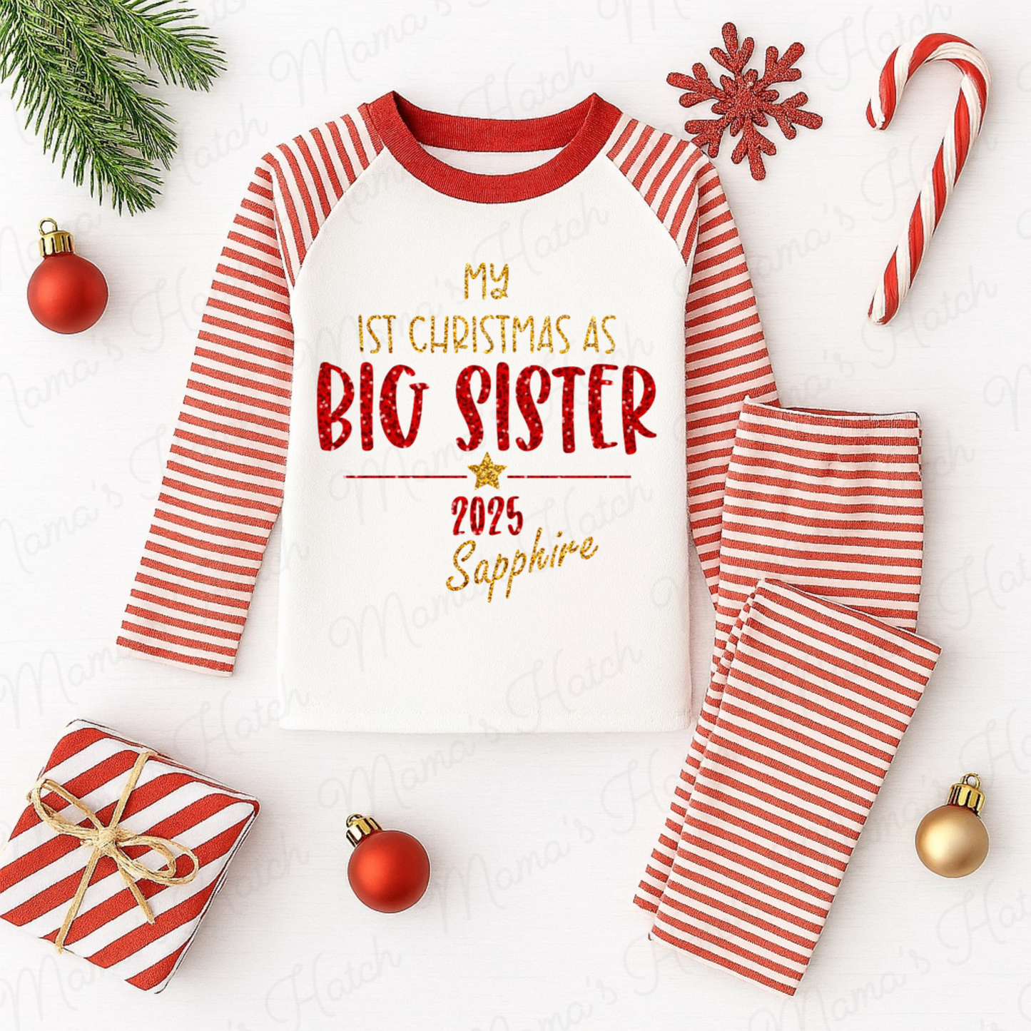 Personalised First Christmas As Big Sister Pyjamas