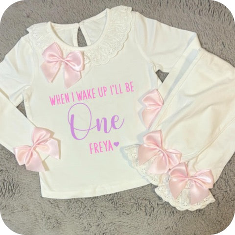 Create Your Own - When I Wake Up Frilly Birthday Pyjamas With Bows image 0