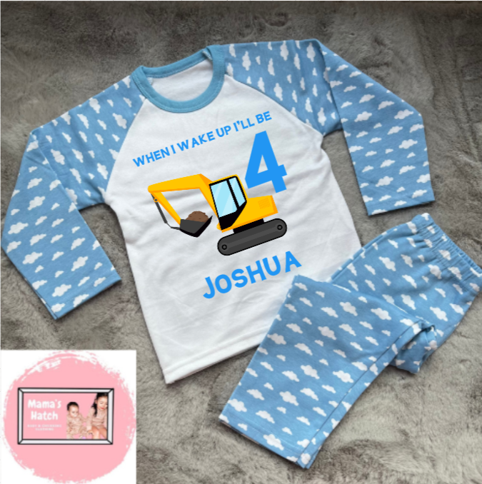 Digger When I Wake Up I Will Be Blue Birthday Pyjamas image 0
