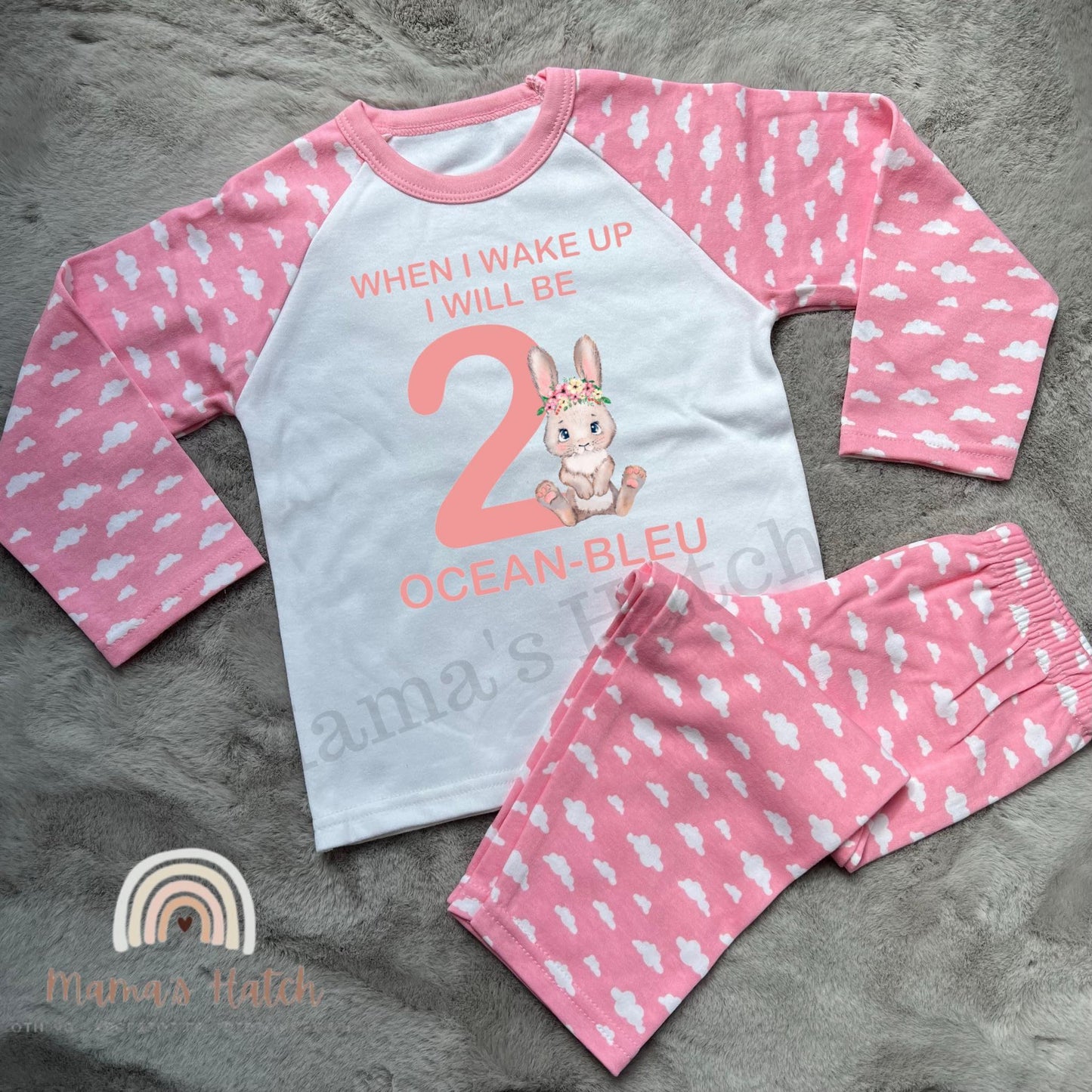 Pink Bunny When I Wake Up I Will Be Birthday Pyjamas image 0