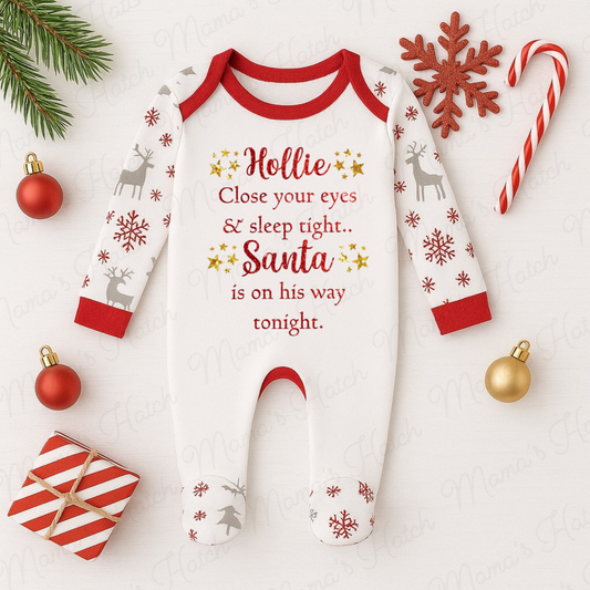Close Your Eyes, Sleep Tight Christmas Romper