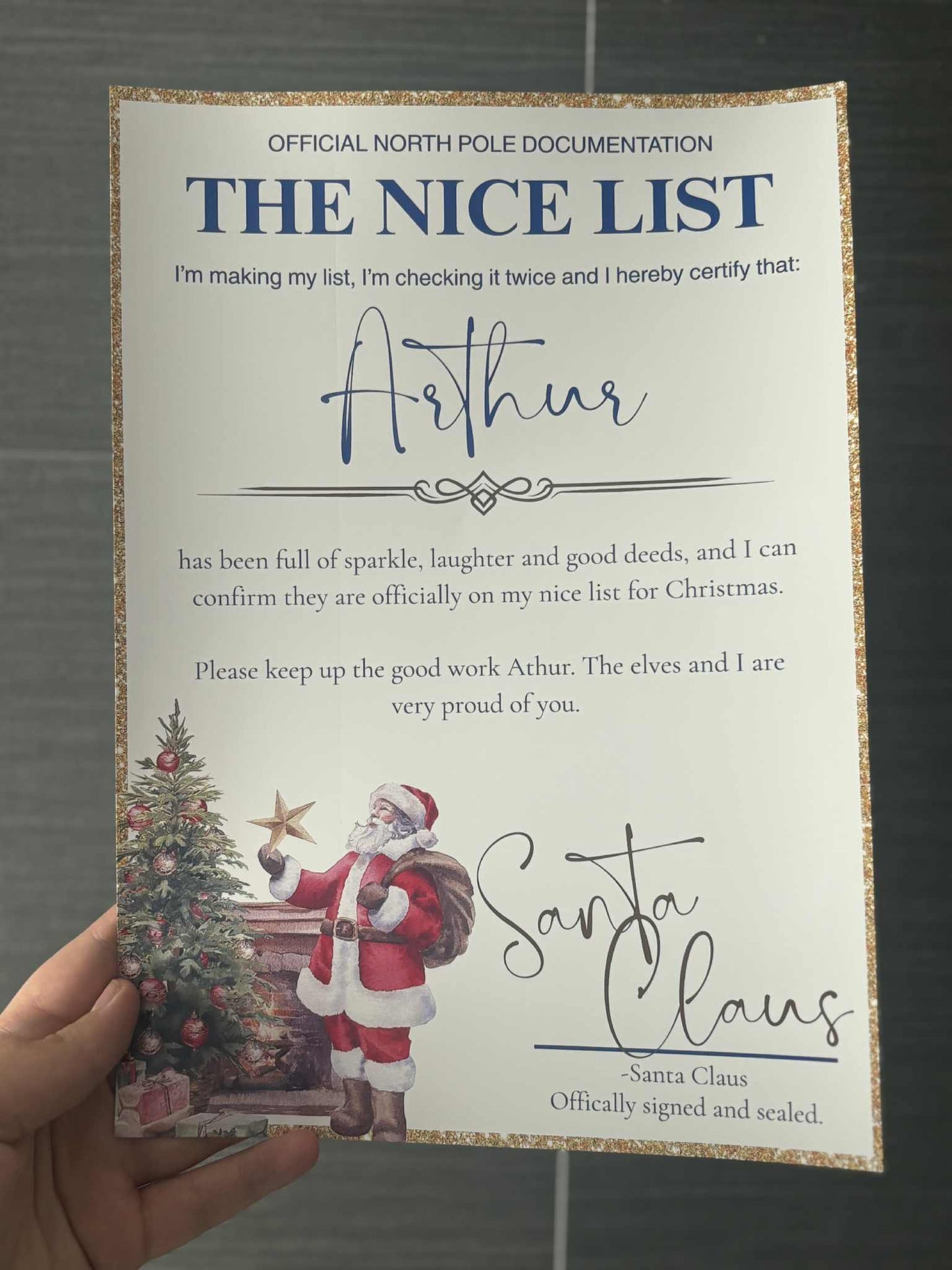 The Nice List Certificate - Navy Blue