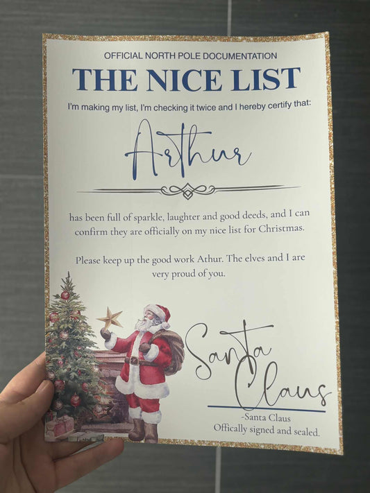 The Nice List Certificate - Navy Blue