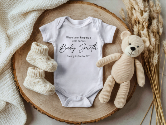 Personalised Keeping A Secret Pregnancy Announcement Vest image 0