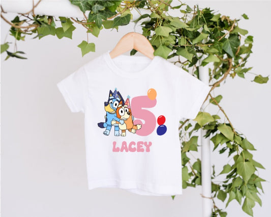 Bluey Pink Birthday T-Shirt image 0