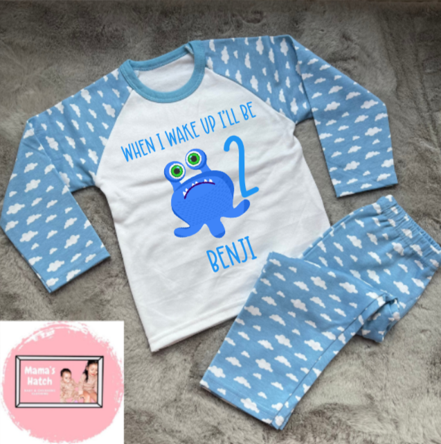 Blue Alien When I Wake Up I Will Be Blue Birthday Pyjamas image 0