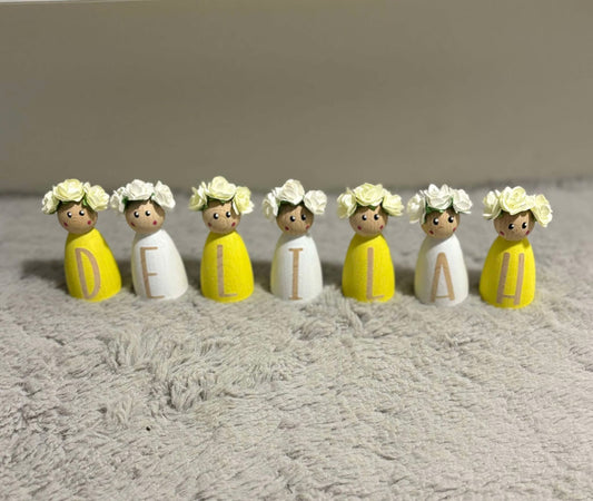 Personalised Lemon & White Peg Dolls image 0