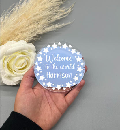 Personalised Baby Star Wreath Acrylic Disc image 0