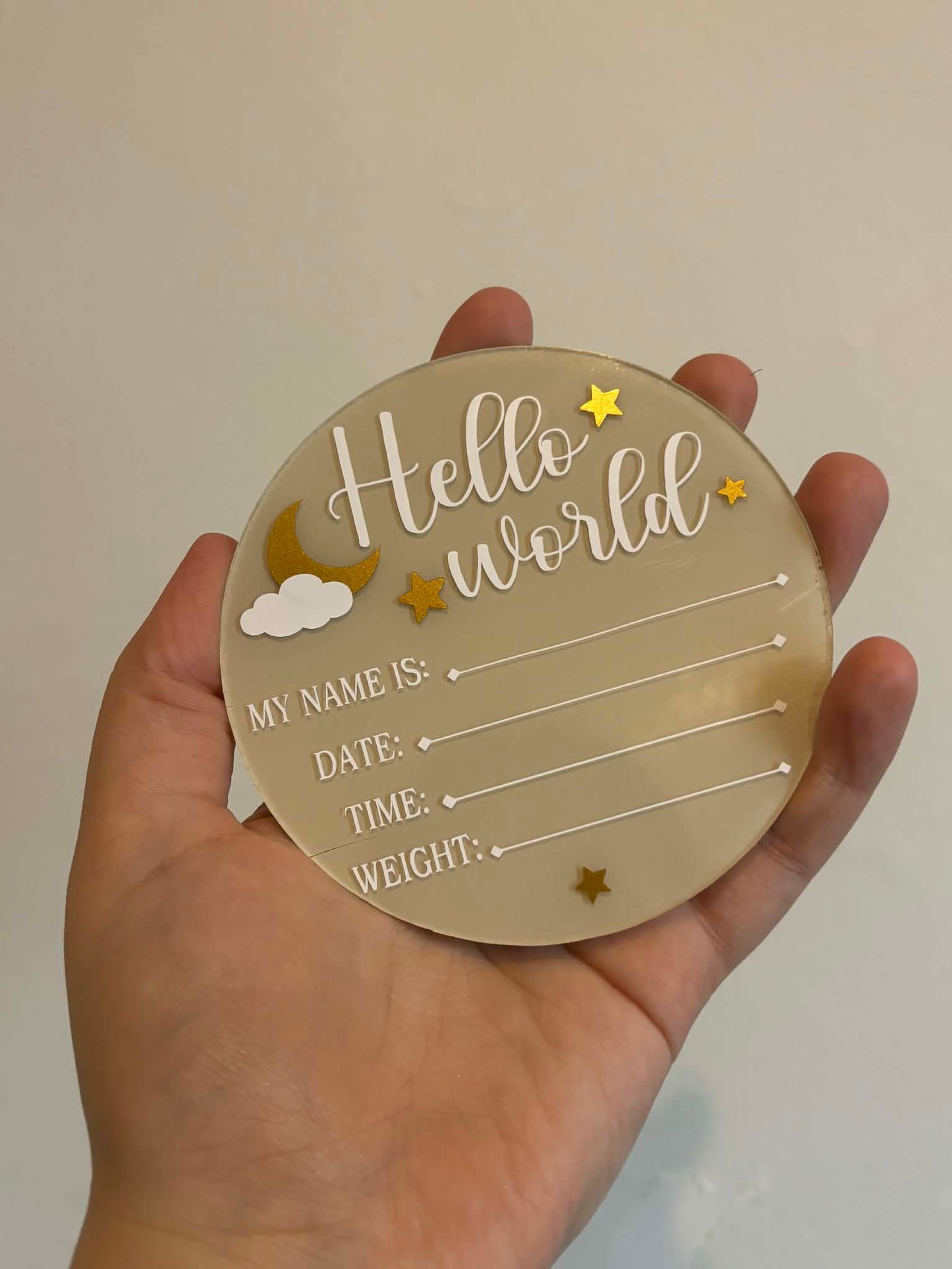 Hello World Baby Announcement Disc