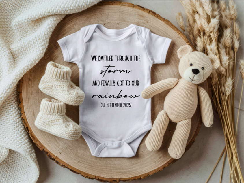Battled Through The Storm, Got Our Rainbow Pregnancy Announcment Vest image 0