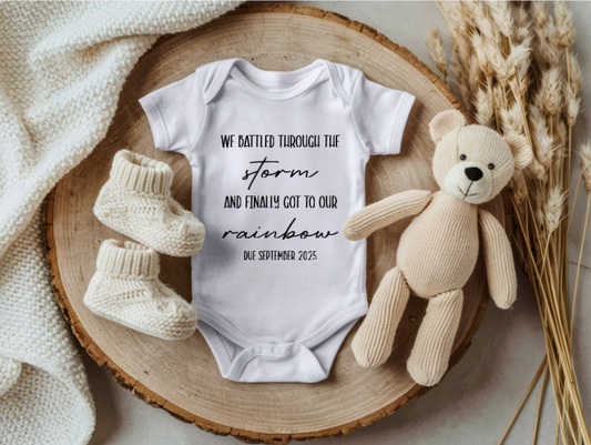 Battled Through The Storm, Got Our Rainbow Pregnancy Announcment Vest image 0