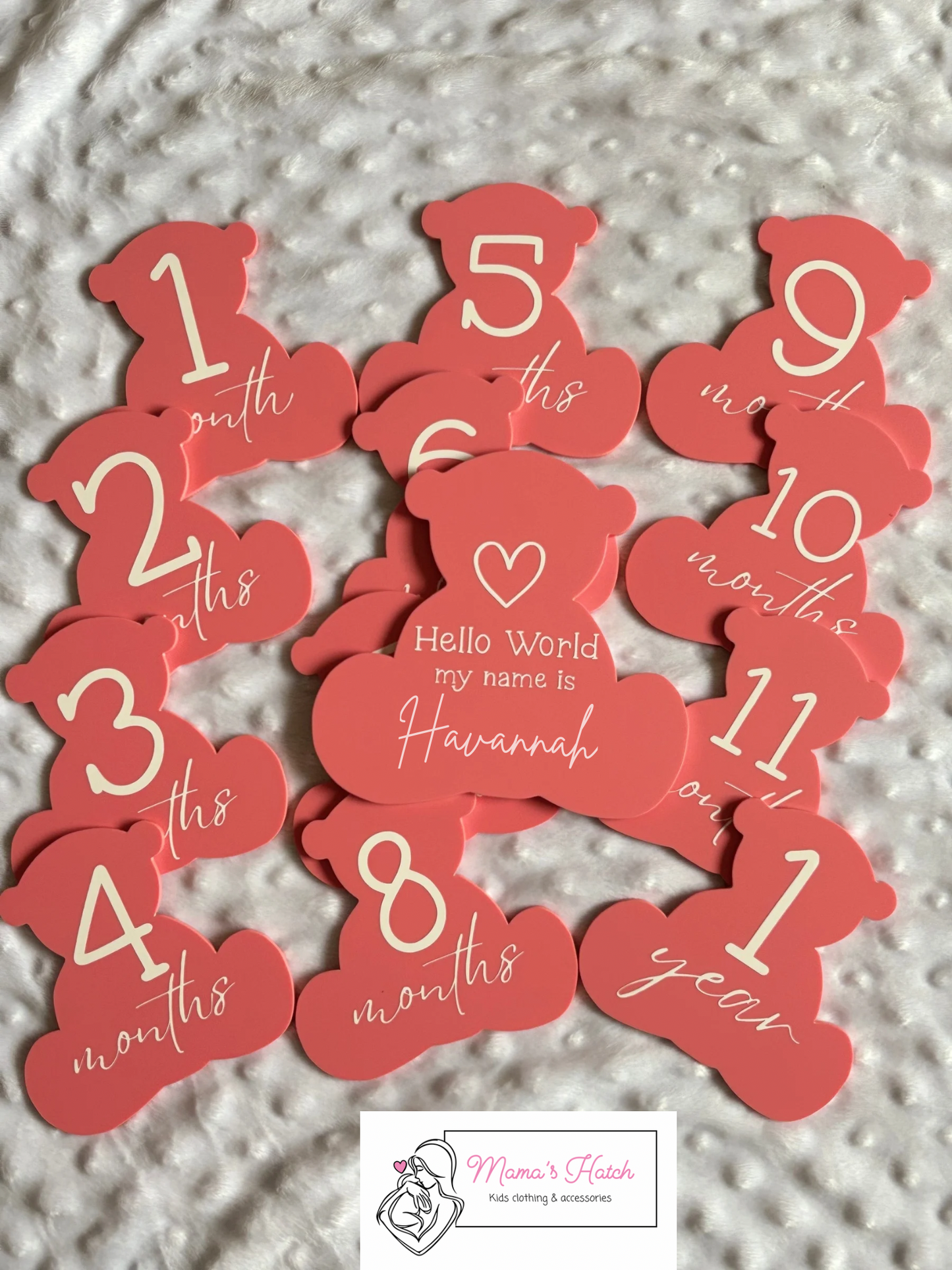 Pink Teddy Baby Milestone Plaques | Pack of 13 image 1
