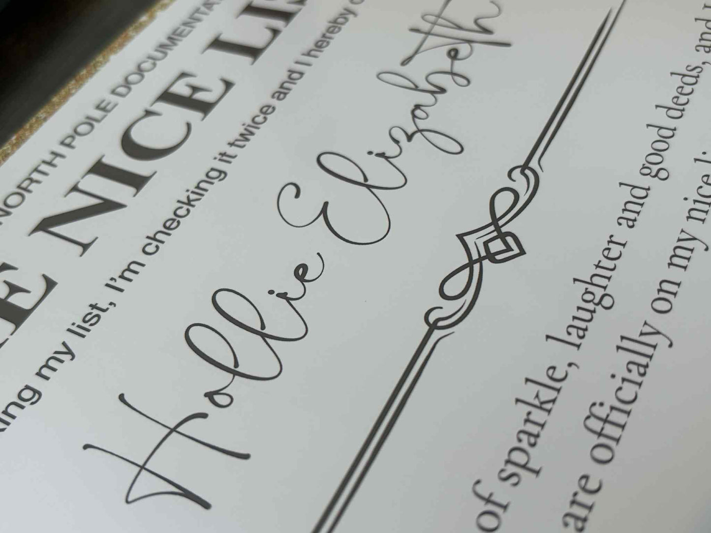 The Nice List Certificate - Gold