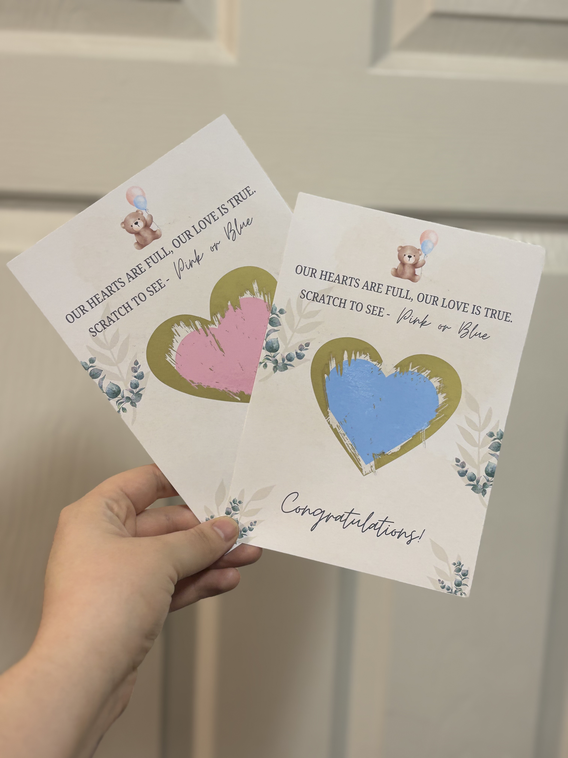 Gender Reveal Heart Scratch Cards image 1