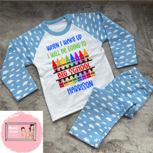 When I Wake Up I Will Be Going To Big School Blue Pyjamas image 0