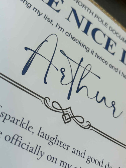 The Nice List Certificate - Navy Blue
