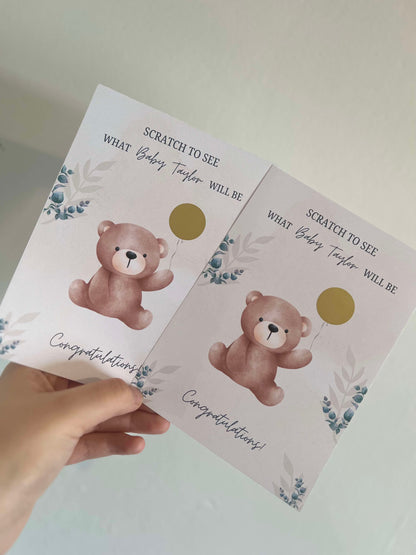 Gender Reveal Scratch Cards - Teddy Bear Balloon image 3
