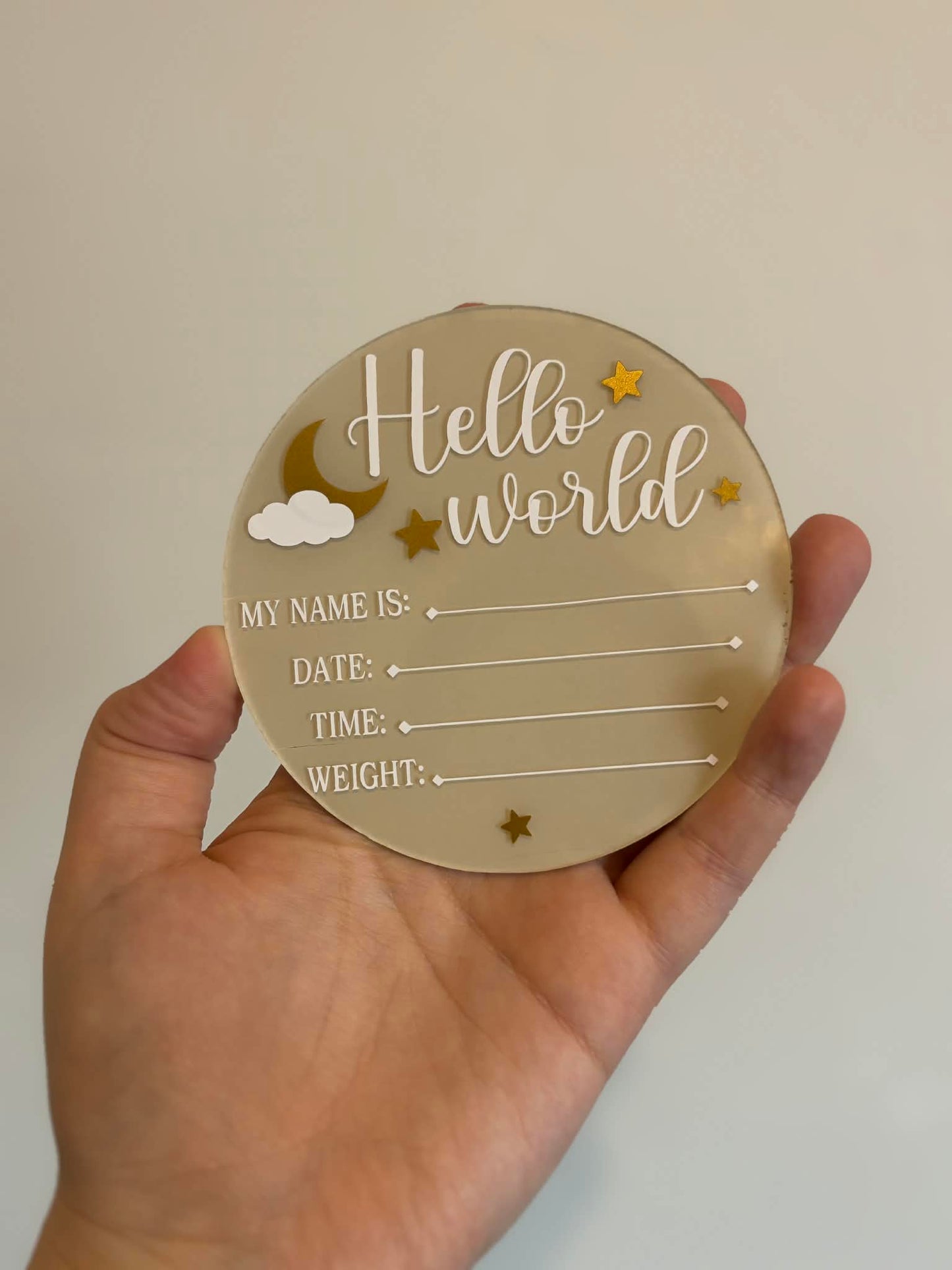 Hello World Baby Announcement Disc