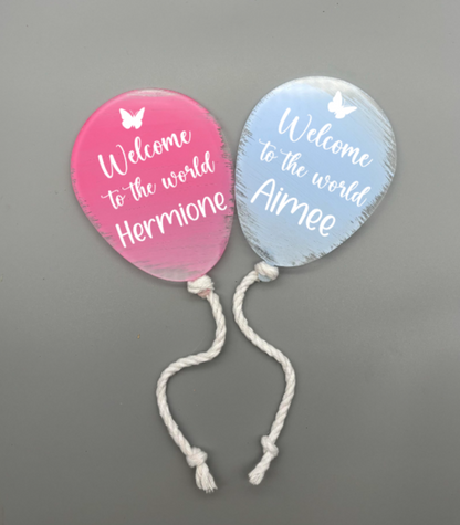Personalised Baby Acrylic Butterfly Balloon Plaque image 0