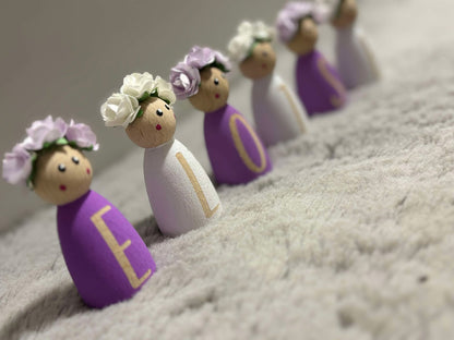 Personalised Lilac & White Peg Dolls image 2
