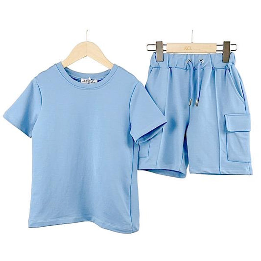 LEO boys t-shirt and shorts set sky blue image 0