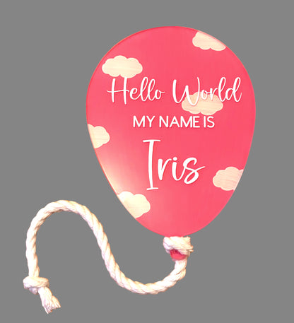 Personalised Baby Acrylic Cloud Balloon Plaque image 1