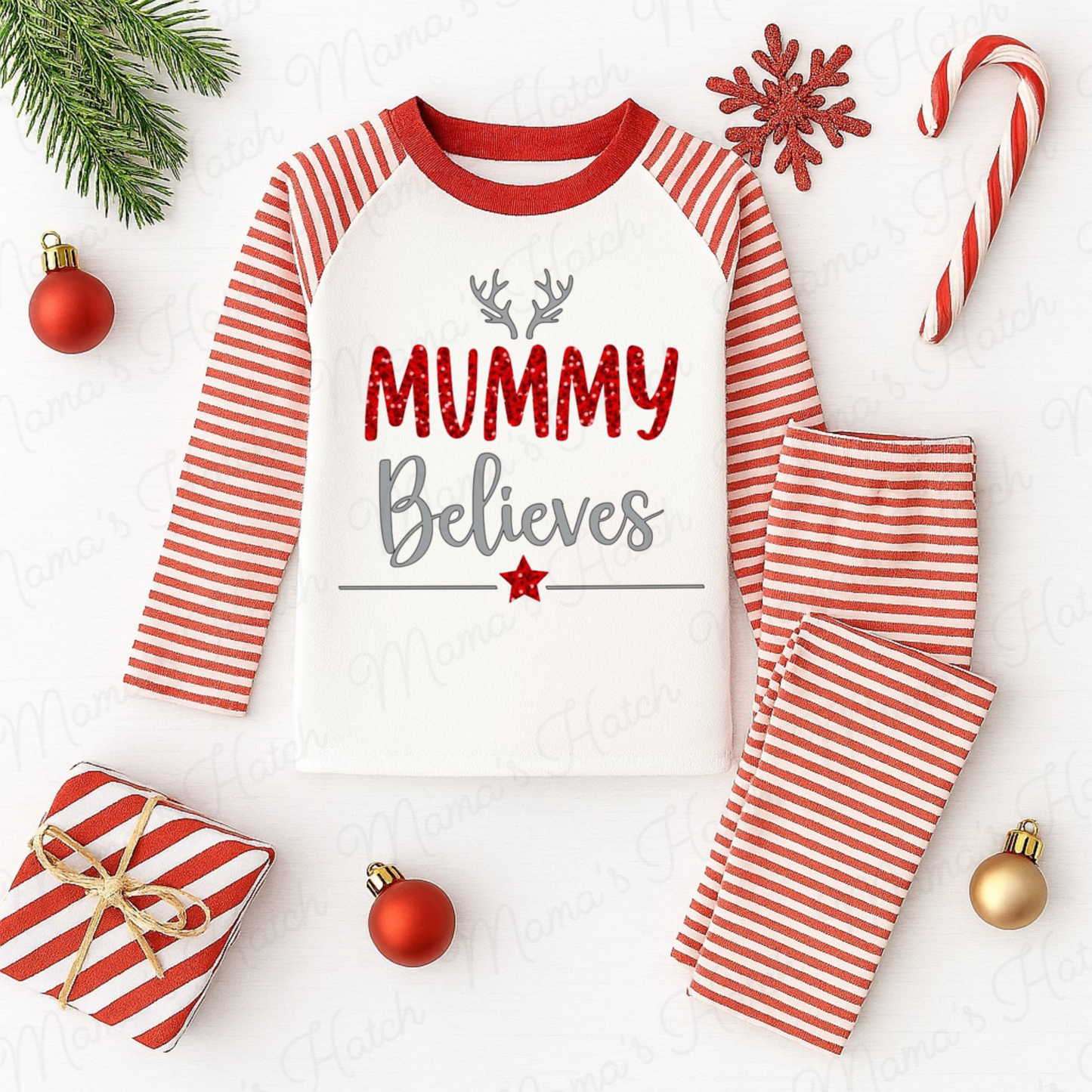 Personalised Womens Adults Believes Christmas Pyjamas
