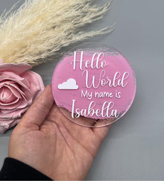 Cloud Baby Hello World Personalised Disc