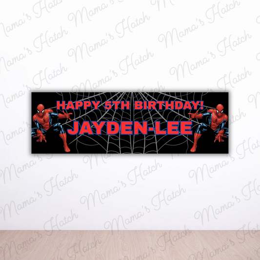 Spider Custom PVC Birthday Banner 90x28cm Waterproof