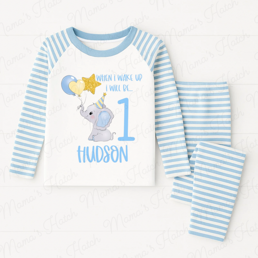 Blue Elephant When I Wake Up I Will Be Birthday Pyjamas