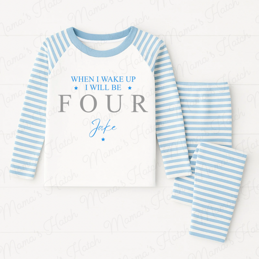 Blue Three Stars When I Wake Up I Will Be Birthday Pyjamas