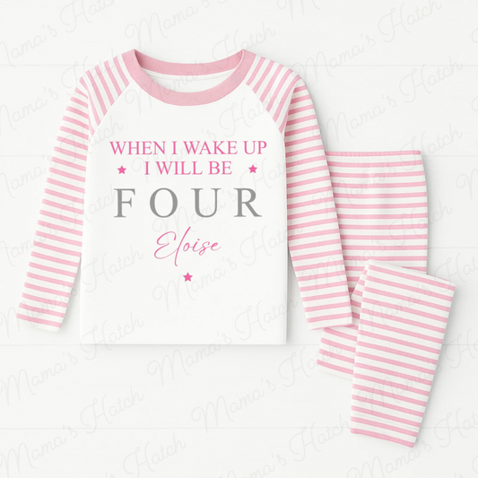 Pink Three Stars When I Wake Up I Will Be Birthday Pyjamas