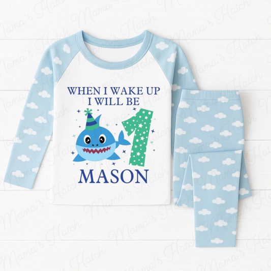Blue Shark When I Wake Up I Will Be Birthday Pyjamas