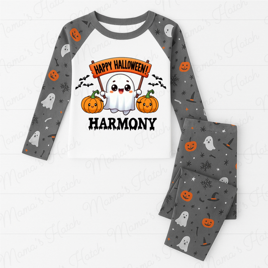 Personalised Happy Halloween Ghost Pyjamas