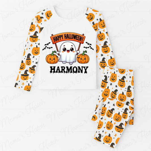 Personalised Happy Halloween Ghost Pyjamas